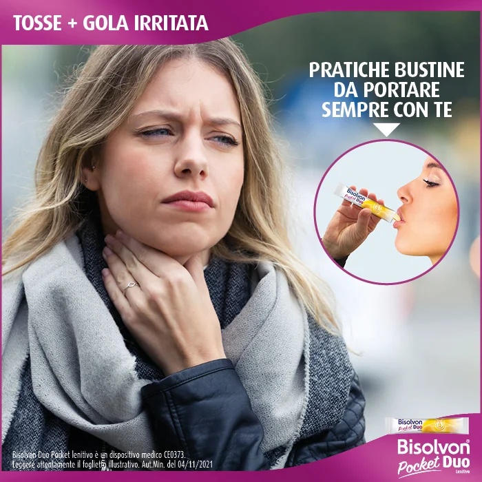 BISOLVON Bisolvon Duo Pocket Médicament apaisant pour la toux et les maux de gorge 14 sachets