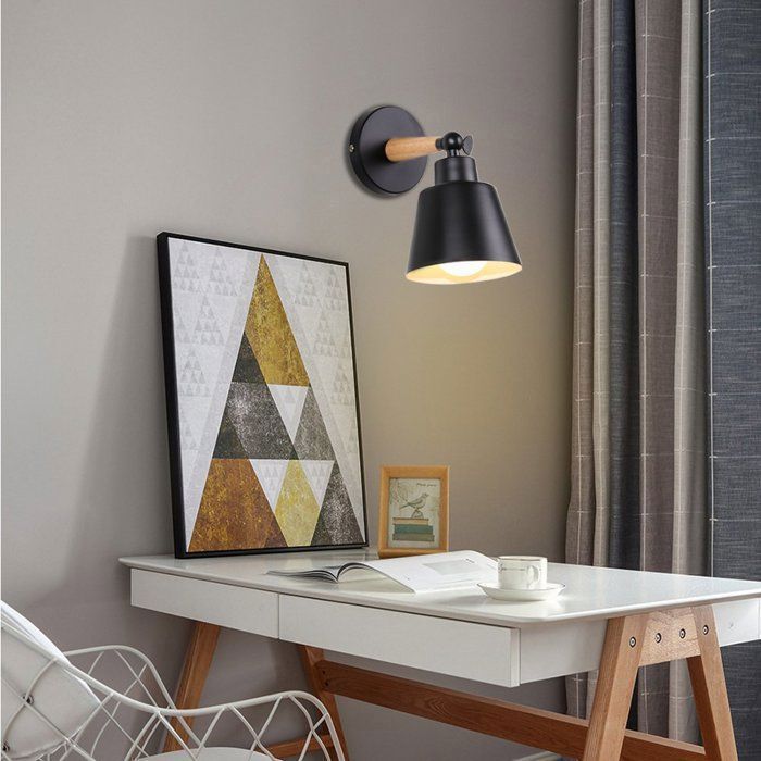 Vintage industriële wandlamp, E27 metalen plafondlamp, verstelbare binnenwandlamp voor slaapkamer of restaurant, zwart