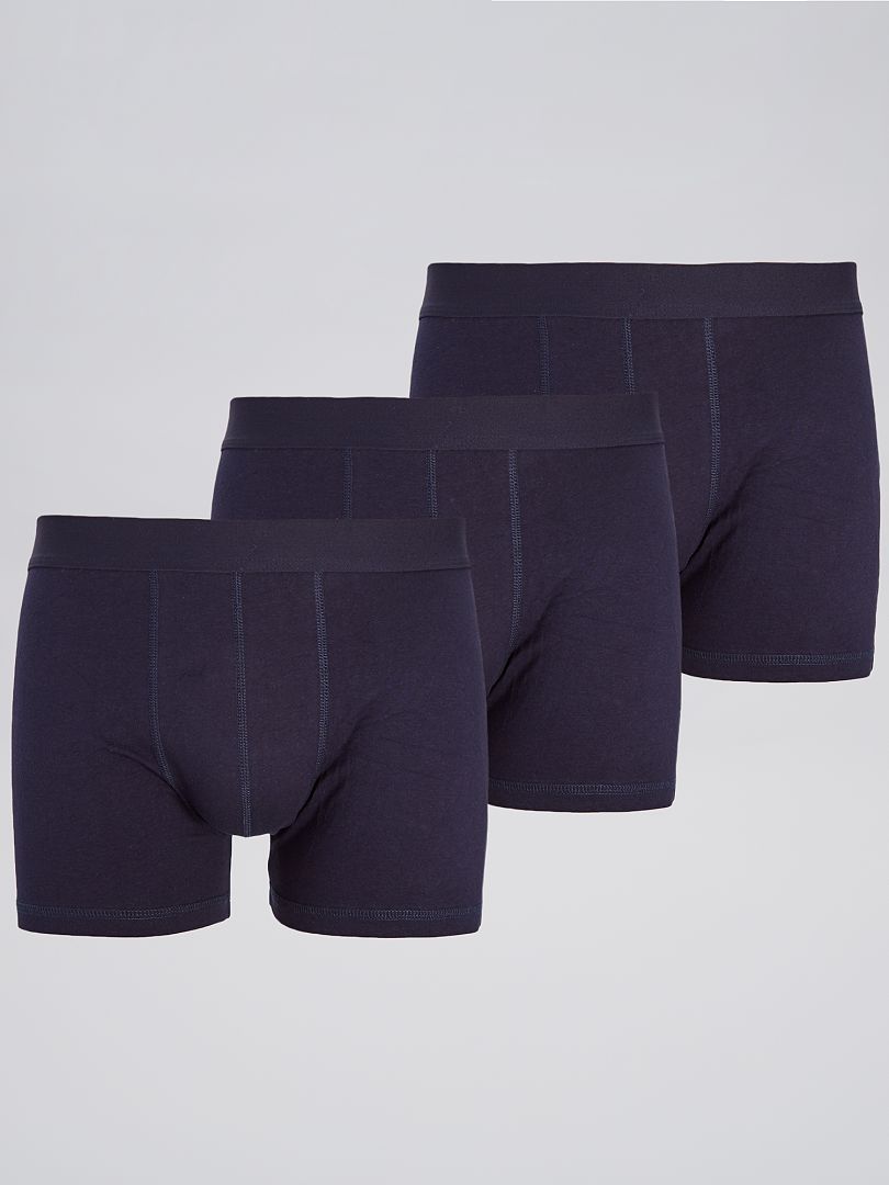 Conjunto de 3 cuecas boxer de cor sólida - AZUL