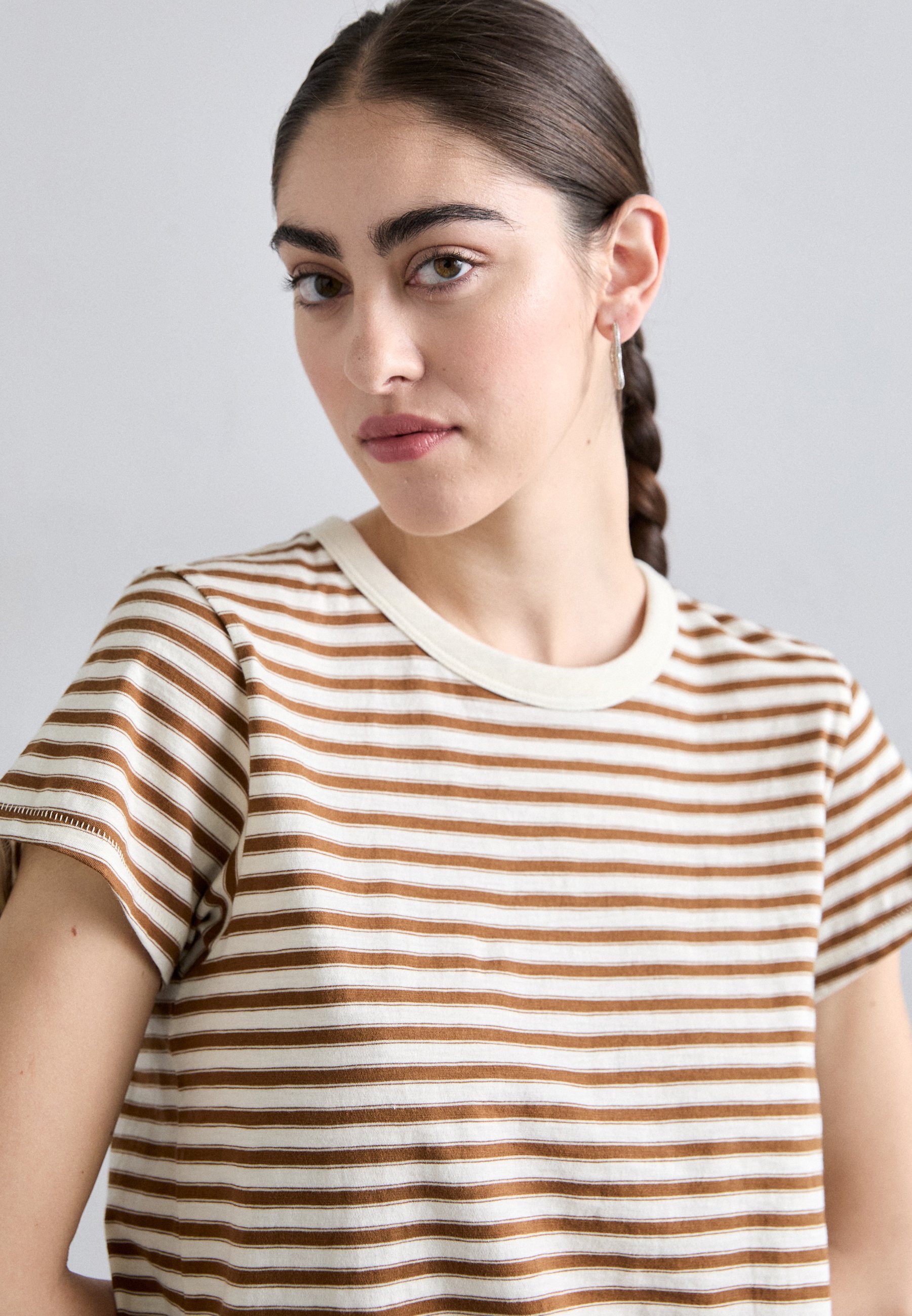 Rag & Bone THE SLUB STRIPE TEE - T-shirt met print - lichtbruin