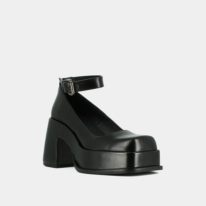 Babies à plateformes  en cuir noir