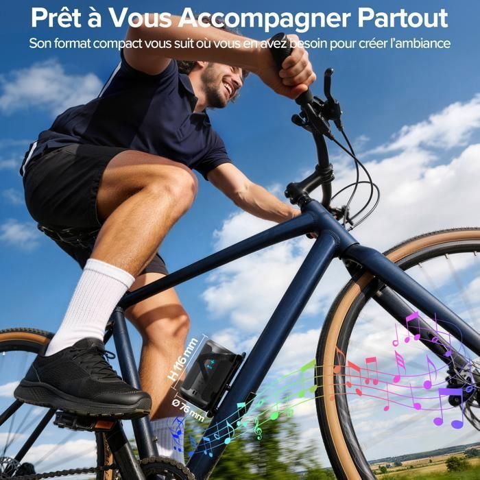 DJOIN Tragbarer Lautsprecher, 360°-Sound, Bluetooth 5.4, IPX5, Stereo-Kopplung, RGB-Beleuchtung, AUX-Anschluss, TF-Kartensteckplatz, 1800 mAh Akku, Freisprechfunktion
