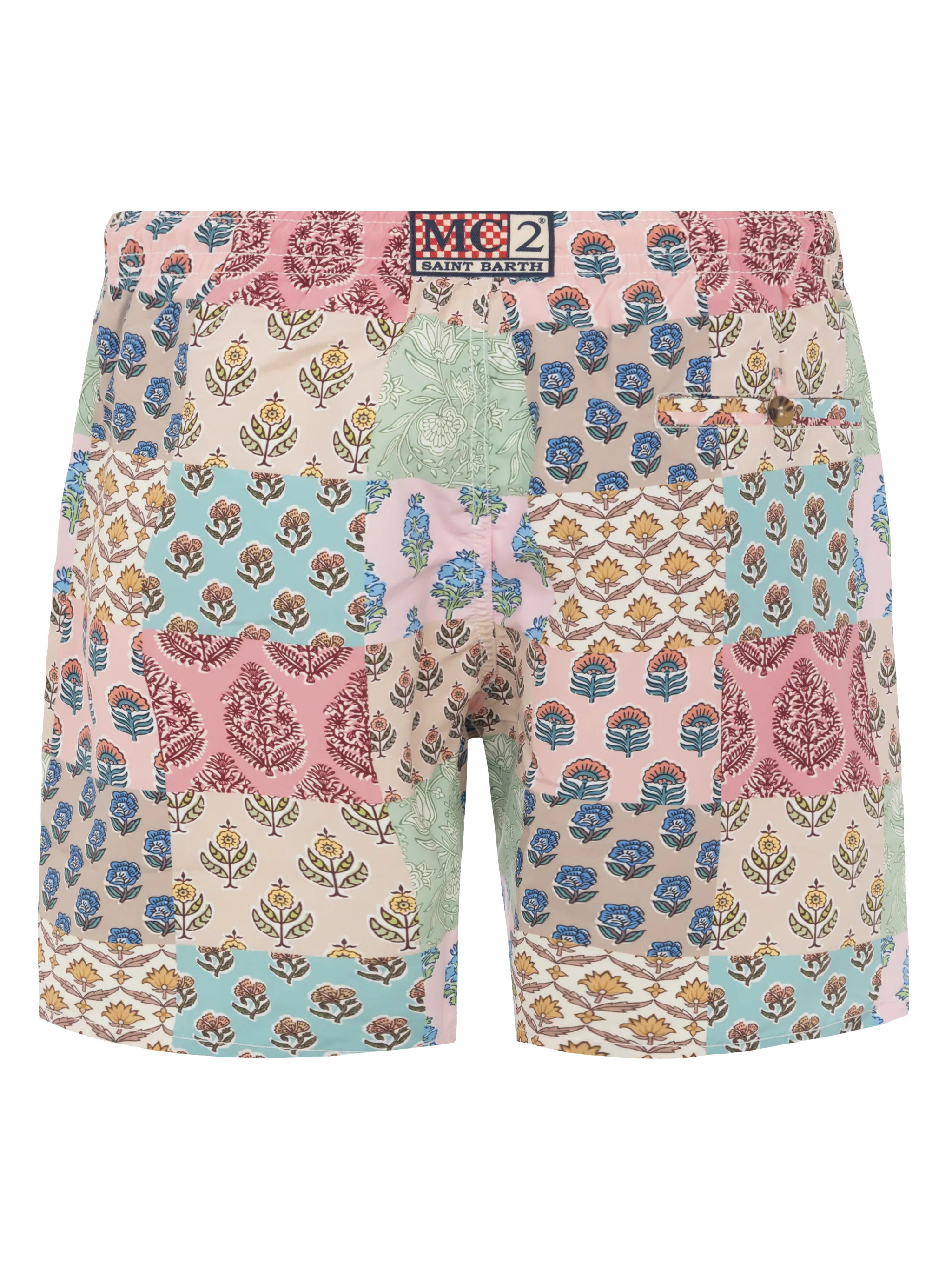 Costume mare lunghezza media Caprese con stampa fiori patch