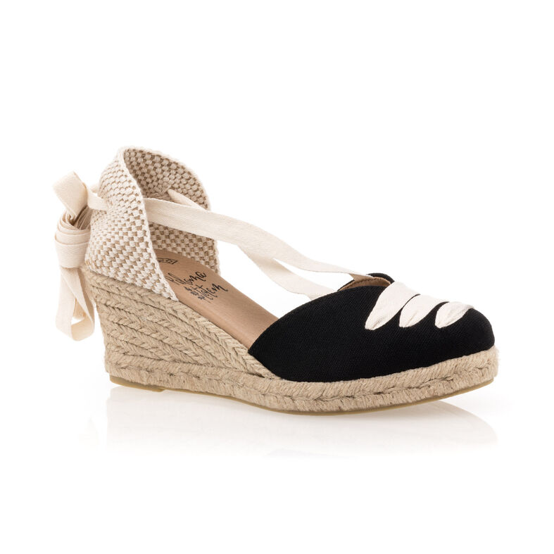 Zwarte espadrilles voor dames met touwzolen