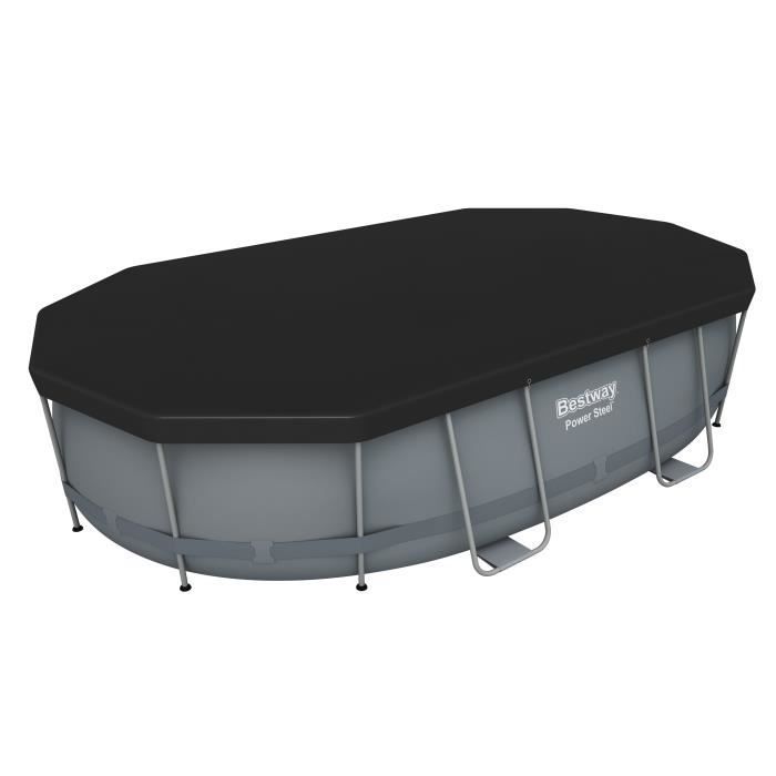 Kit de piscina tubular elevada BESTWAY - Power Steel™ - 488 x 305 x 107 cm - Ovalada (Incluye escalera, cubierta y