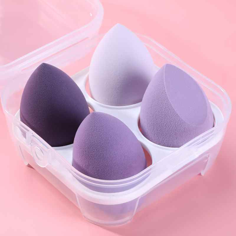 Lot de 4 éponges à maquillage, utilisables sèches et humides, pour fond de teint et poudre. Outils de maquillage biseautés.