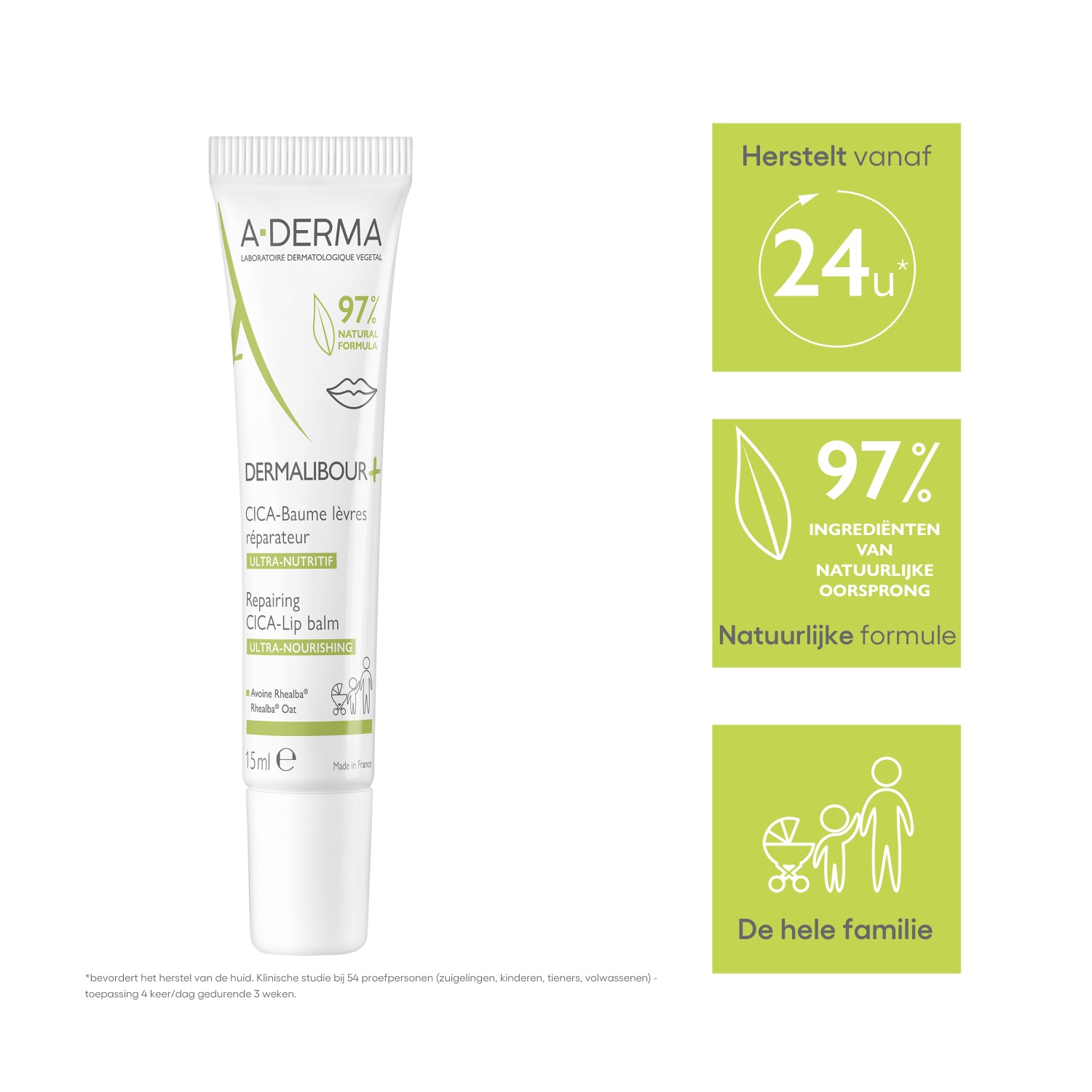 Balsamo labbra A-DERMA Dermalibour+ + Balsamo labbra riparatore alla cina - 15 ml