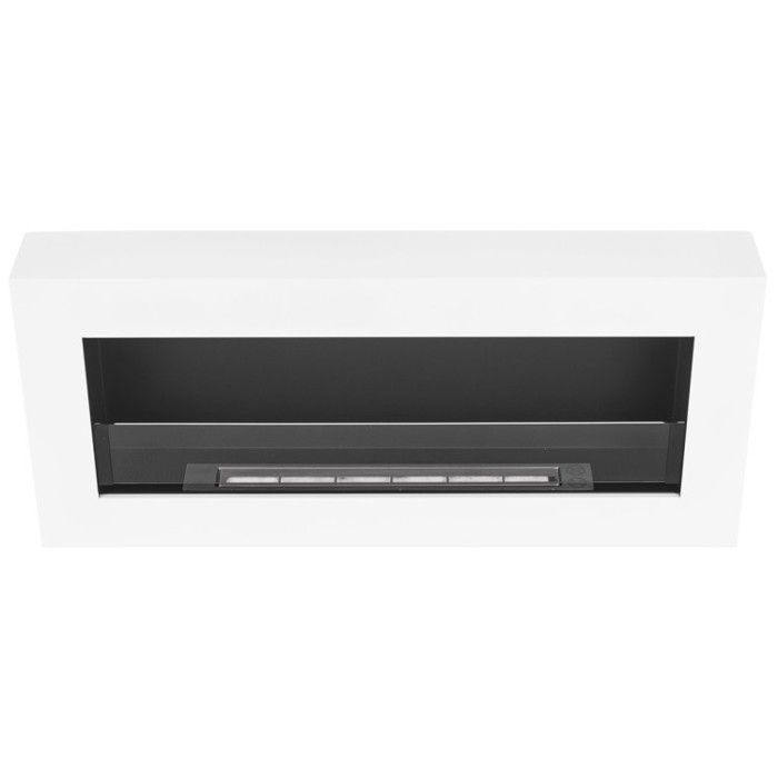 Cheminée bio ethanol BOX blanche 90cm. Cheminee bioethanol avec vitre, murale