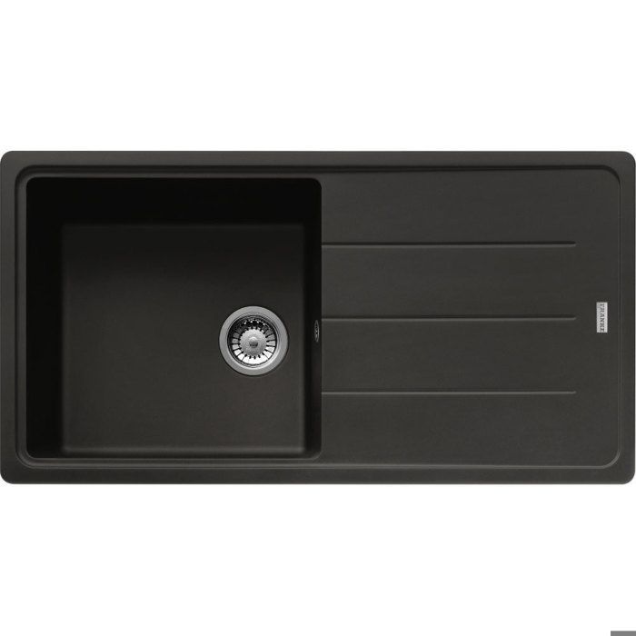 Fregadero de cocina empotrable FRANKE de 97 x 50 cm, 1 cubeta, color negro antracita, con escurridor reversible.