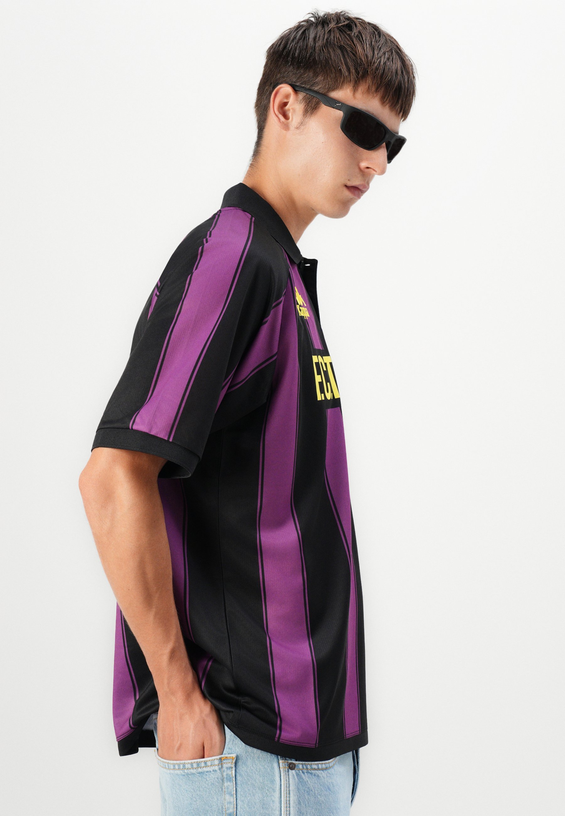 Kappa RETRO TECHNO AUTHENTIC TANEK JERSEY UNISEX - Polo - nero/viola/giallo
