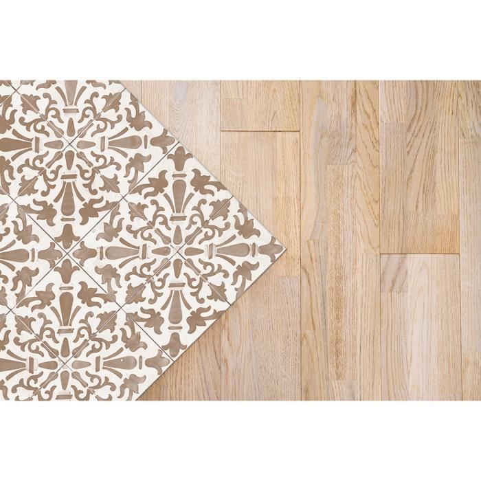Alfombra de vinilo - Panorama - Azulejos de cemento - Geométrica - Marrón - 80x300 cm