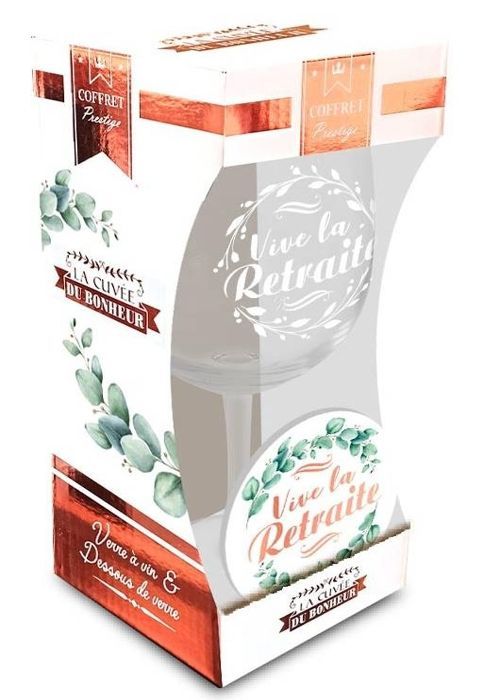 Coffret Verre à Vin ET sous-verre rond, Retraite