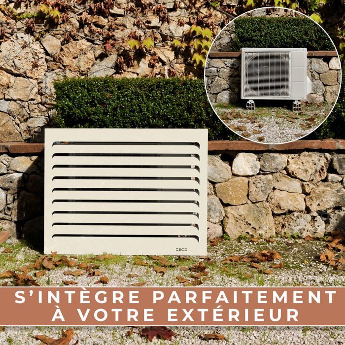 DECOAIRCO - Metalen buitenhoes voor airconditioner - Beschermhoes voor airconditioner, warmtepomp of buitenunit - Maat L - Crème wit