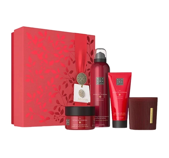 Rituals The Ritual Of Ayurveda zestaw prezentowy pianka do mycia ciała   krem   peeling   świeca