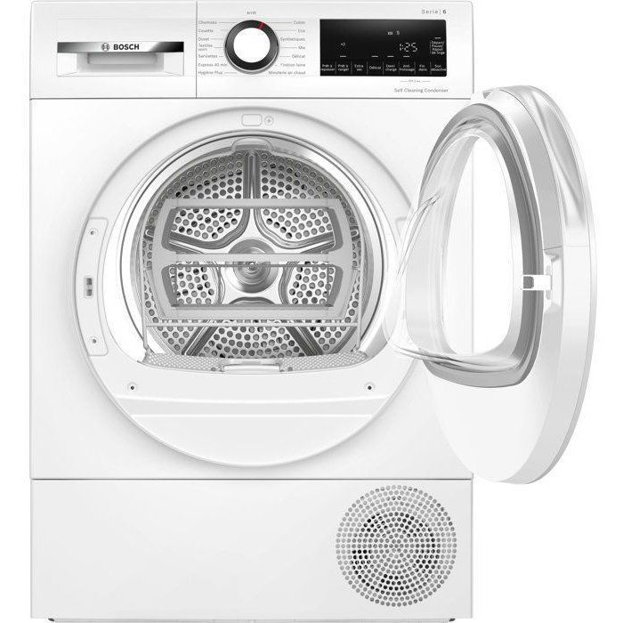 BOSCH Serie 6 WQG13500FR Wärmepumpen-Wäschetrockner – 9 kg – Induktion – 60 cm breit – Energieeffizienzklasse D – Weiß