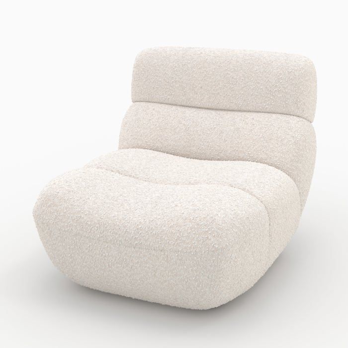 Poltrona in tessuto bouclé bianco - Teddy - Rendez-Vous Déco