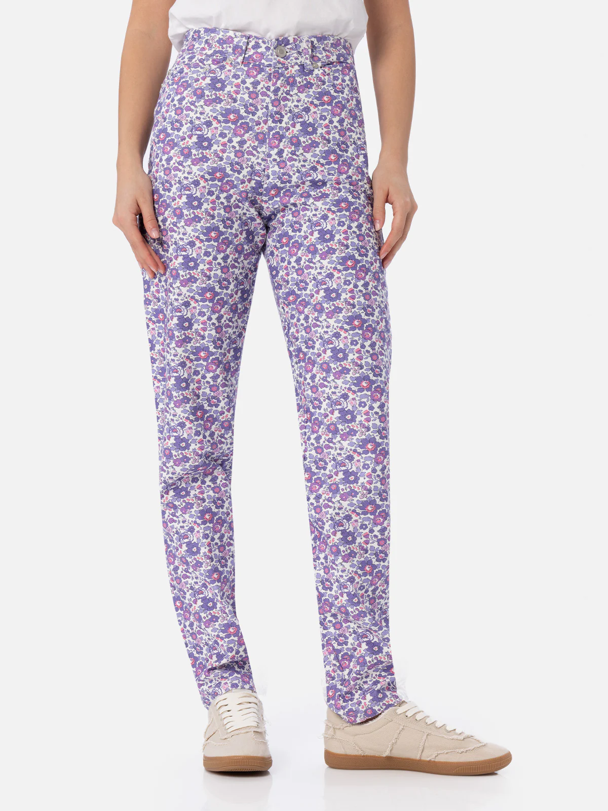 Damesjeans met Belleville Lilac Betsy-print | Gemaakt met