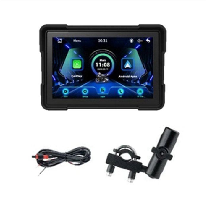 CarPlay inalámbrico para motocicletas, Android Auto, pantalla de 5 pulgadas, navegación GPS, resistente al agua, Bluetooth dual, grabadora de doble cámara.