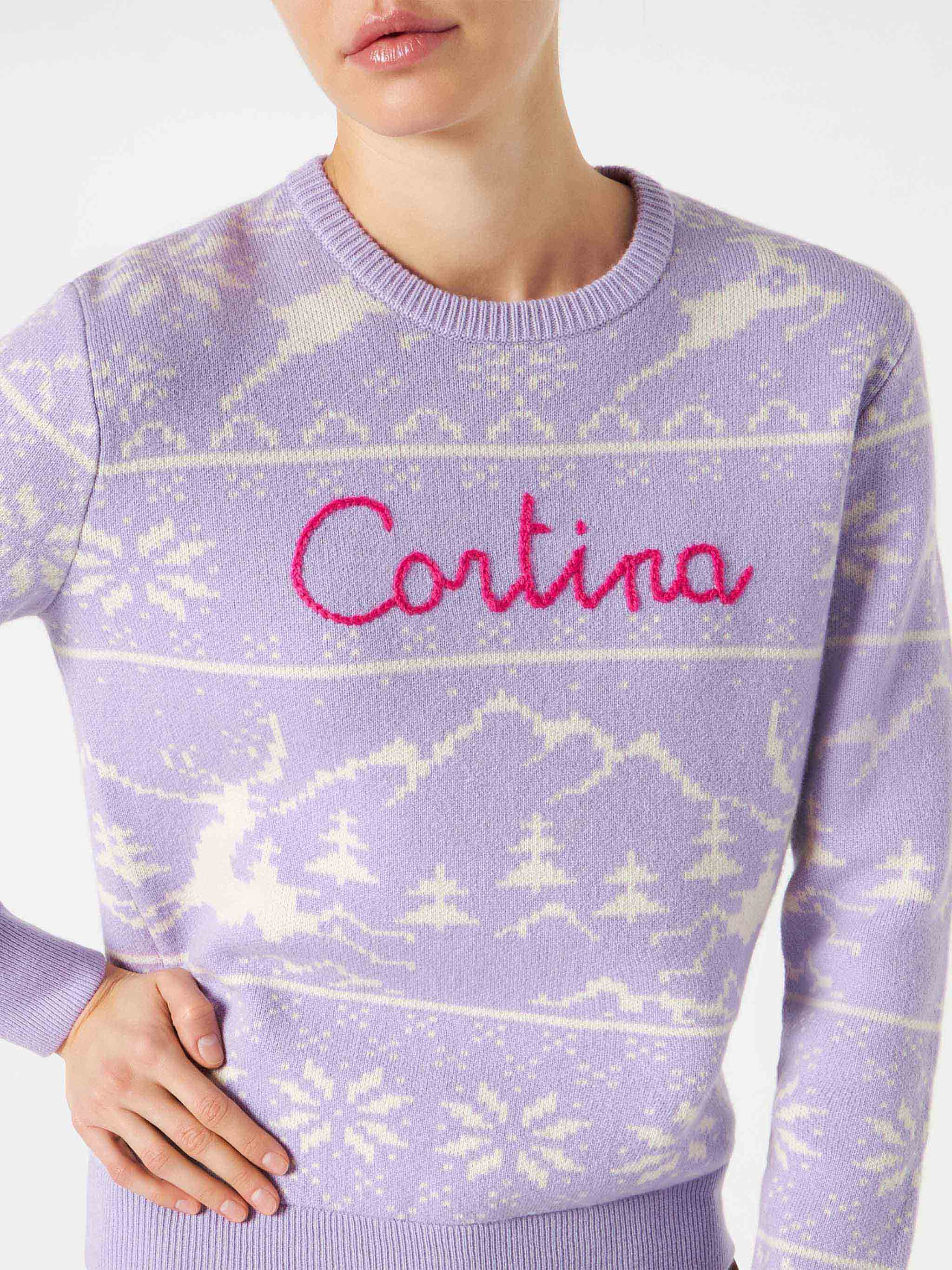 Jersey de mujer con estampado noruego y bordado Cortina.