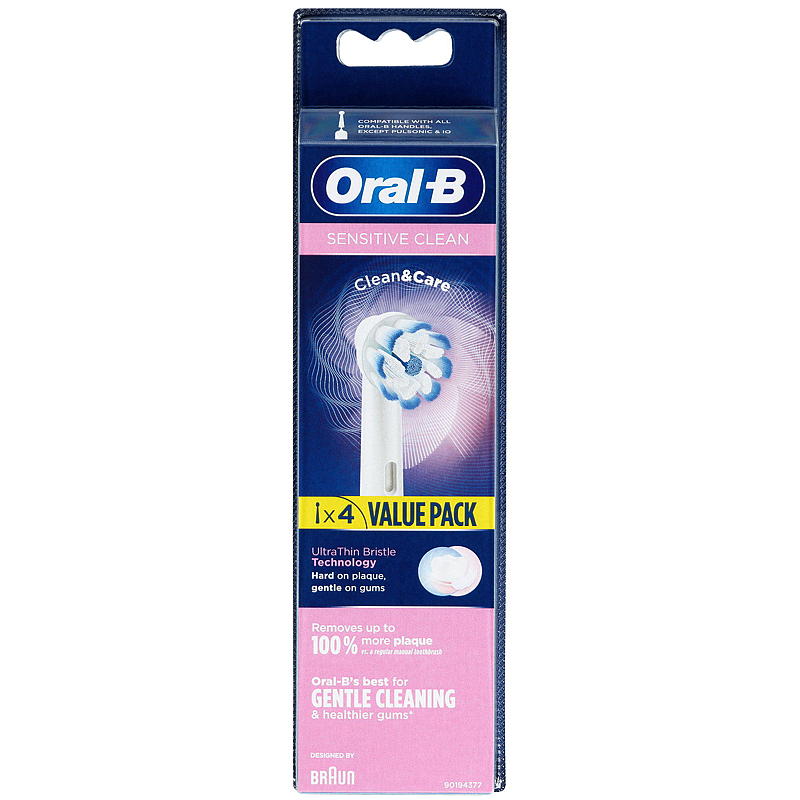 Oral-B opzetborstels, 4 stuks, voor een optimale reiniging en verzorging van de gevoelige tanden.