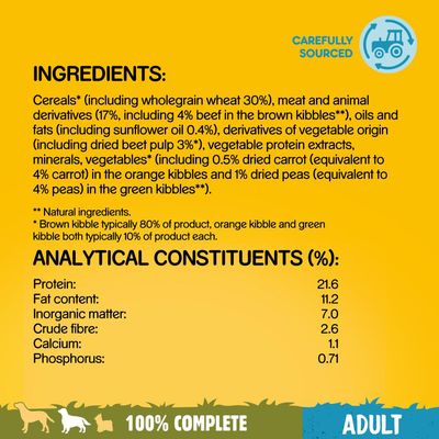 Alimentazione completa per adulti Pedigree con manzo e verdure