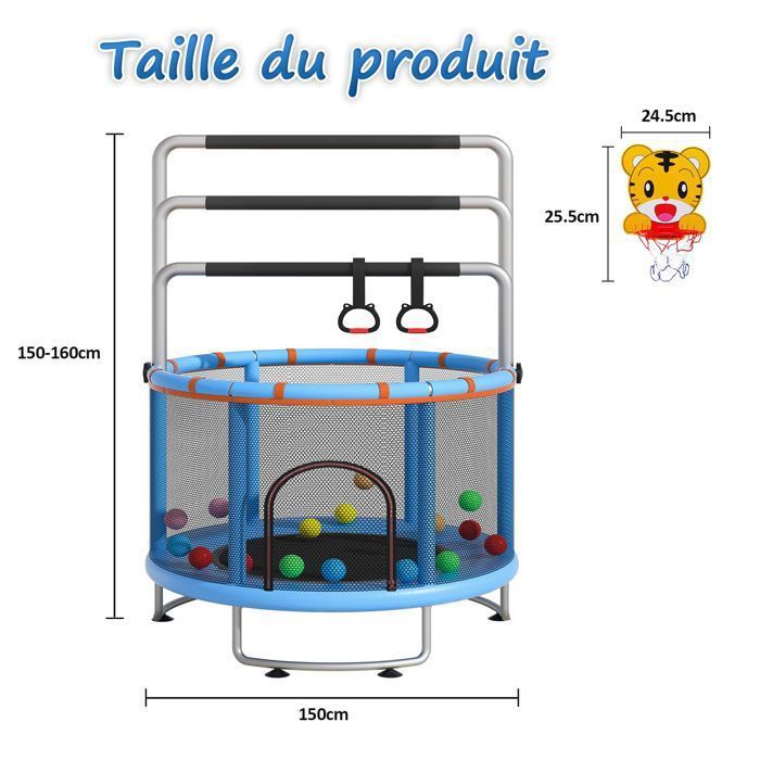 Multifunctionele trampoline - MAGICFOX - Ø150 cm - Draagvermogen 150 kg - Hangmat & ophangringen - Gegalvaniseerd stalen frame