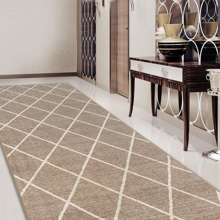 Alfombra de pasillo Cosenza, color beige, 80 x 300 cm