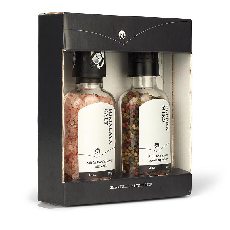 Set de regalo Lea con molinillo de sal del Himalaya y mezcla de pimienta.