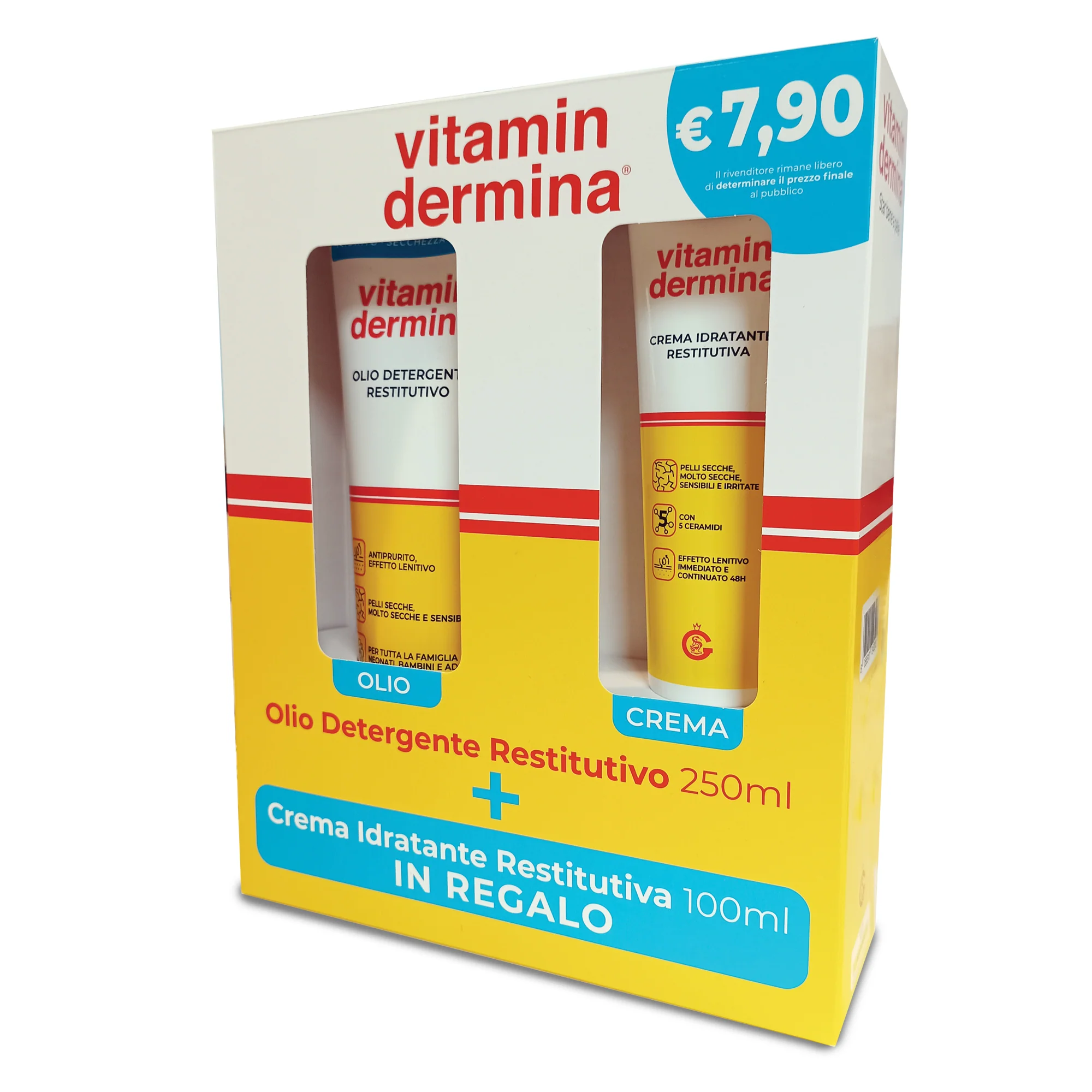 Vitamindermina Kit Olio Detergente Restitutivo + Crema Idratante Restitutiva - Cofanetto Corpo