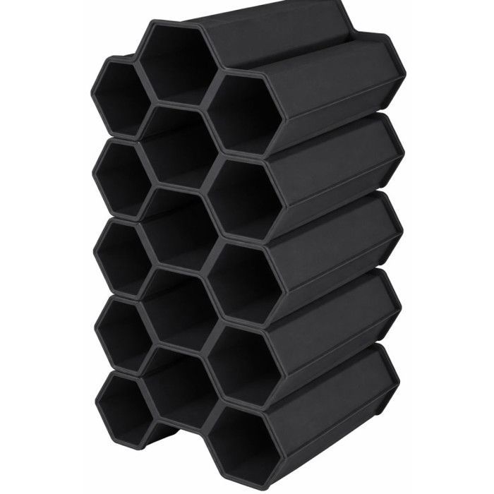 Range-bouteilles empilable - DECONATION - Lot de 5 - 15 bouteilles - Plastique recyclé - Gris anthracite