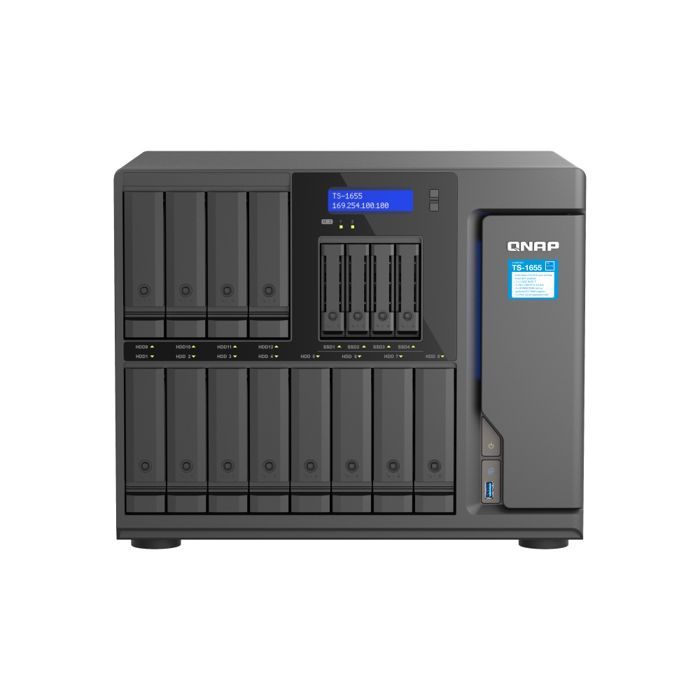 Server NAS - QNAP - TS-1655-8G - 16 alloggiamenti - 8 GB RAM - 2,5 GbE - Alimentatore 550 W - Nero