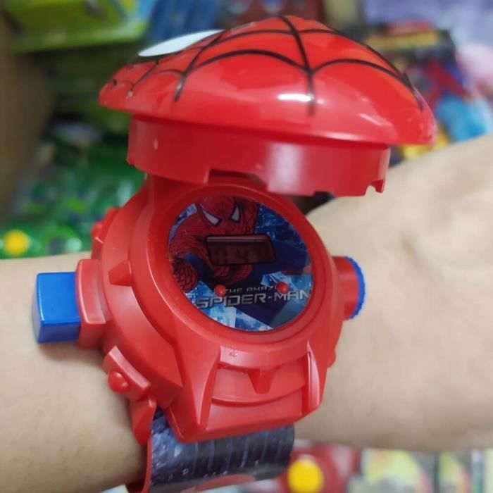 Spiderman Projector Watch with 24 Superhero Figures, Spiderman Electronic Watch for Boys, Spiderman Projection Toy