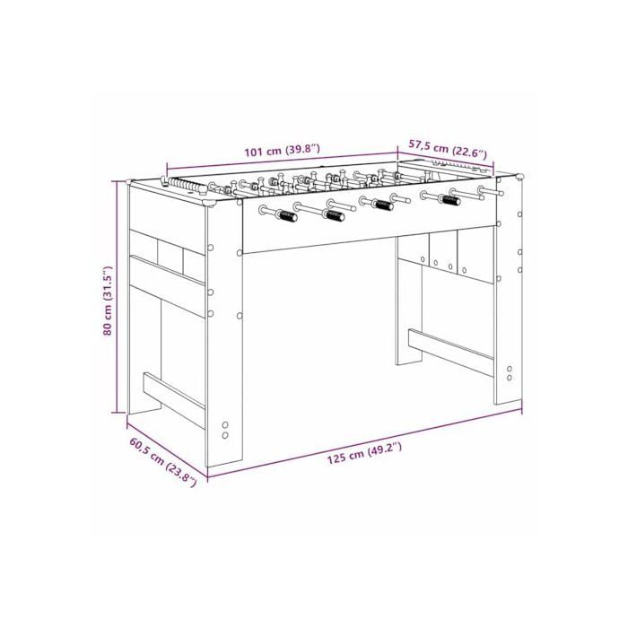 Table de baby-foot - vidaXL - Blanc - 125x60,5x80 cm - Bois d'ingénierie - Poignées antidérapantes - 22 joueurs