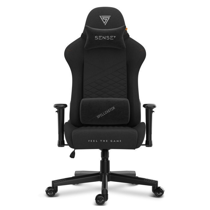 SENSE7 Spellcaster Senshi – Sedia da gaming – Ergonomica – Regolabile in altezza – Portata massima 150 kg/185 cm – Nera e arancione