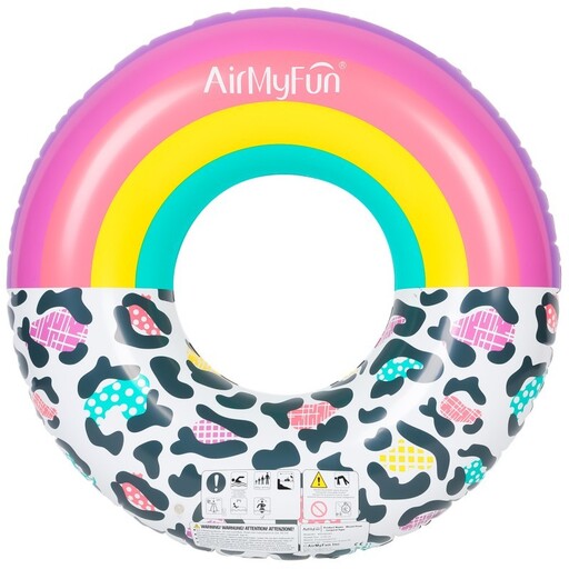 Inflatable Float - Round - XXL - Rainbow - Leopard Ø120 cm