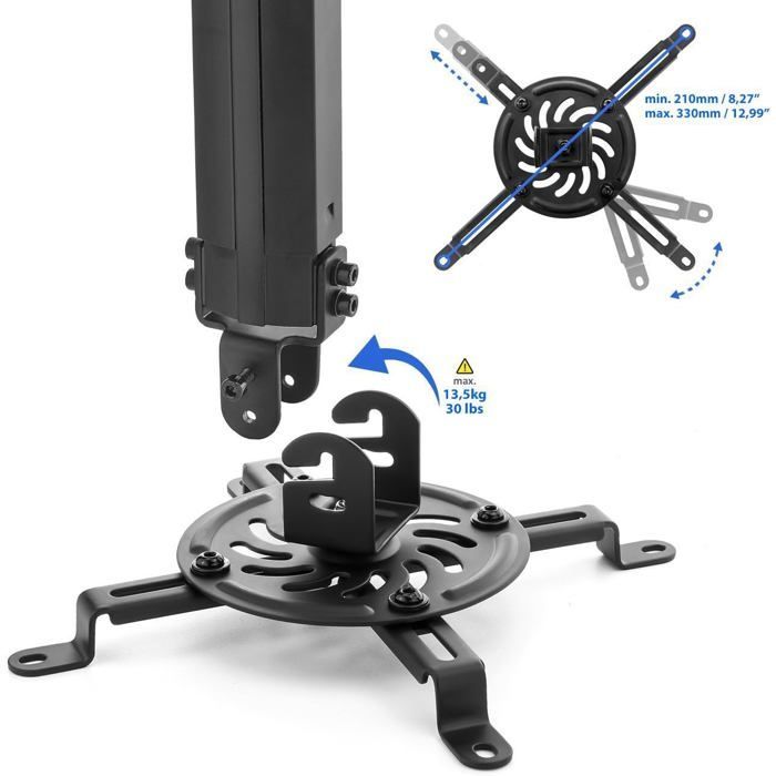 Supporto a soffitto per proiettore - ZGEER - Inclinazione +/- 15° - Rotazione 360° - Portata massima 13,5 kg