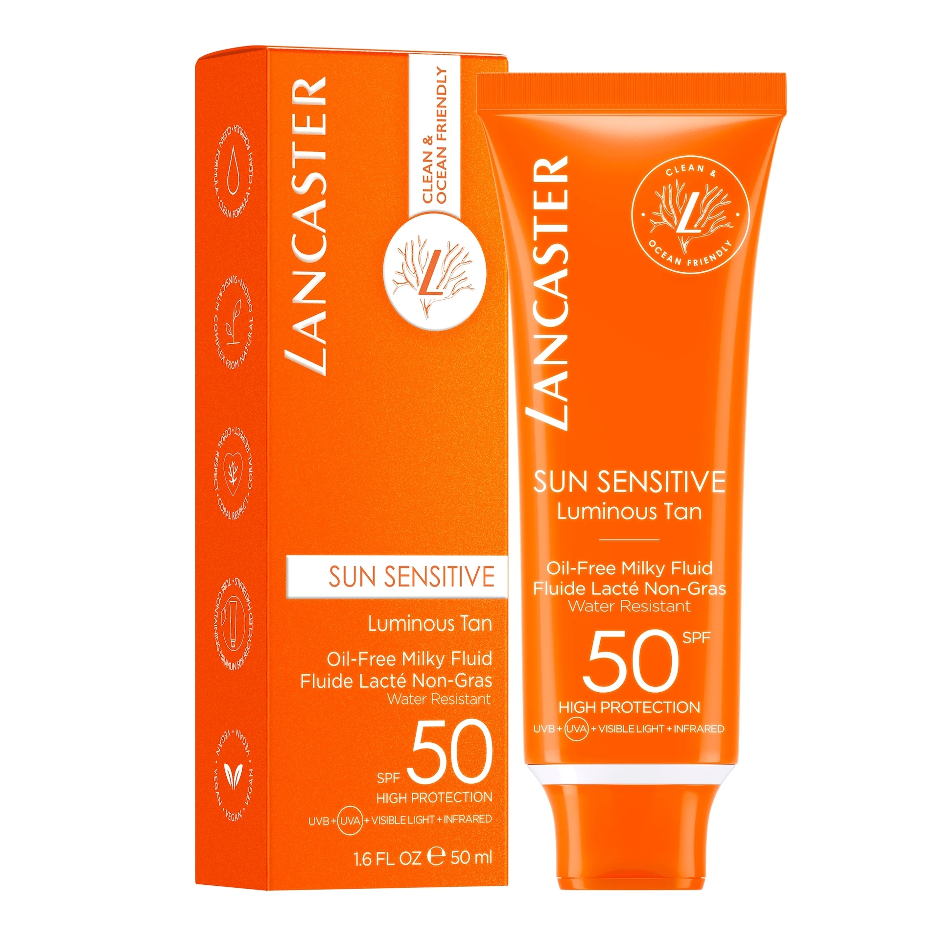 Mliječni fluid za osjetljivu kožu lica bez ulja SPF50 50 ml - Lancaster