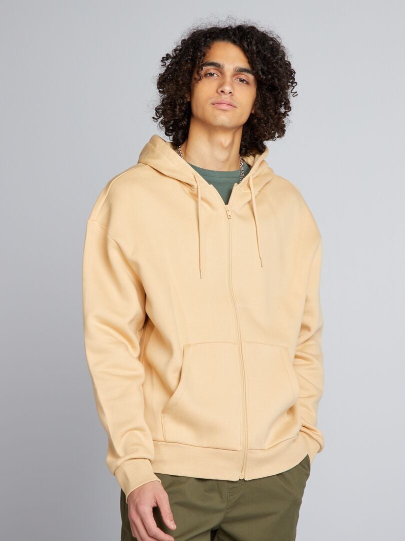 Sudadera con cremallera - BEIGE