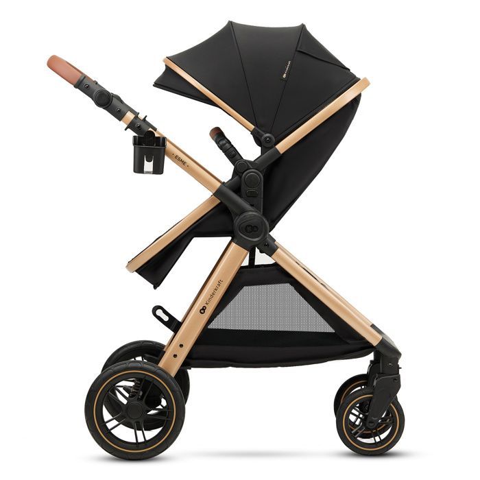 Kinderkraft ESME 2-in-1 combination stroller, foldable carrycot, travel system, shock-absorbing wheels, baby up to 25 kg, black