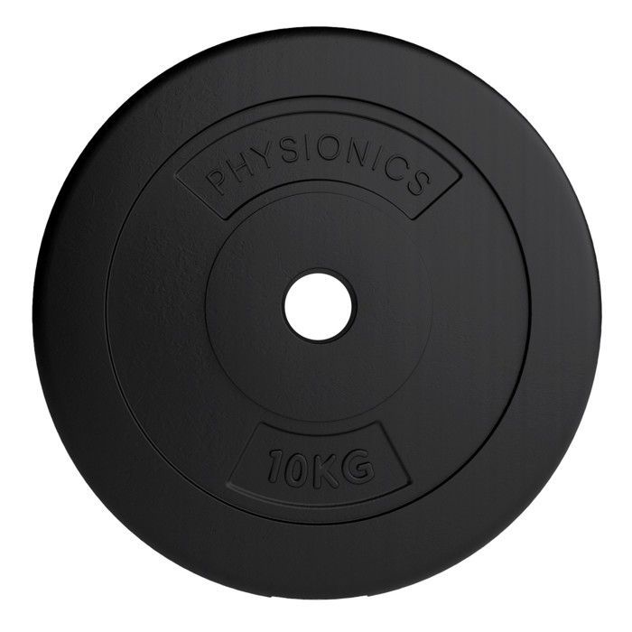 Physionics® Gewichtsschijven - Set van 2 x 10 kg, Ø 31 mm, met kunststof coating - Schijven voor dumbbells, fitness,