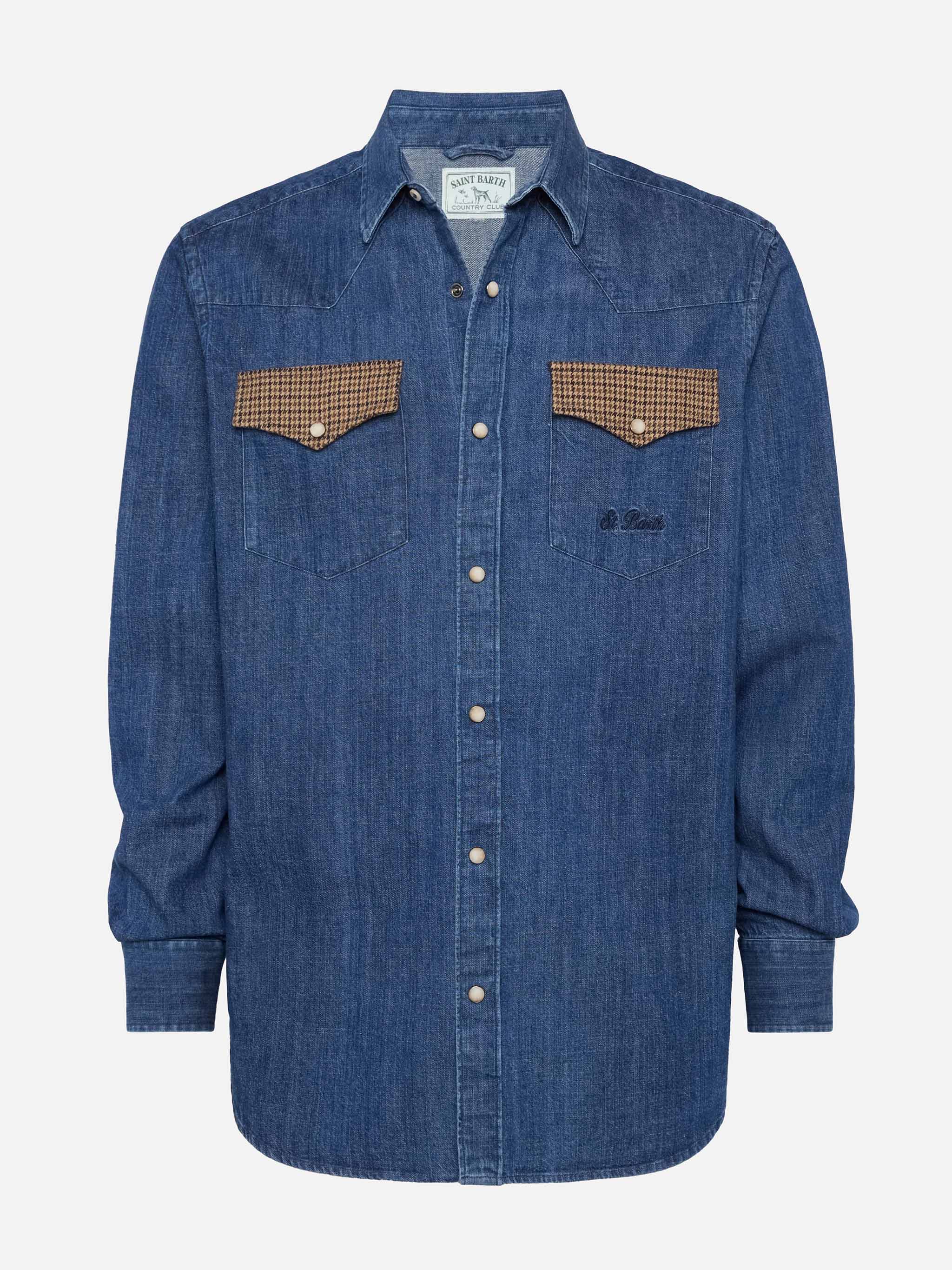 Greg denim shirt met kippenpootjes als bovenkant