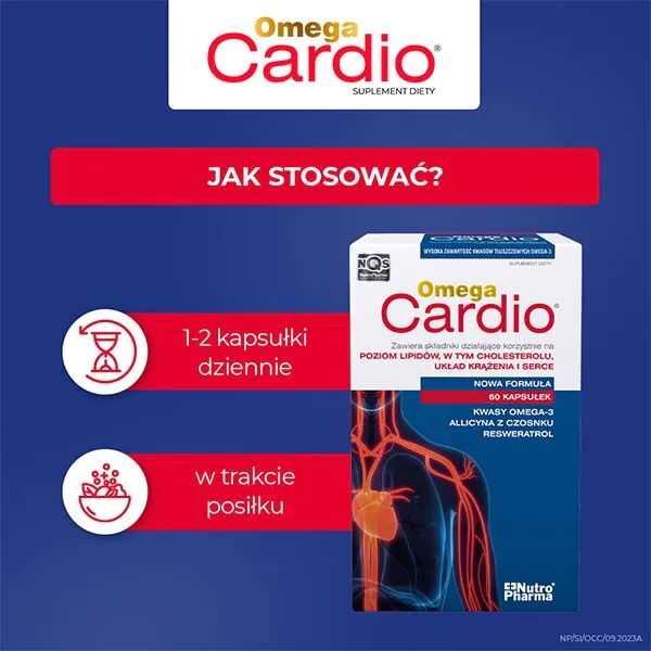 Omega Cardio + Czosnek, Kwasy omega-3, allicyna z czosnku, resweratrol, Kapsułki