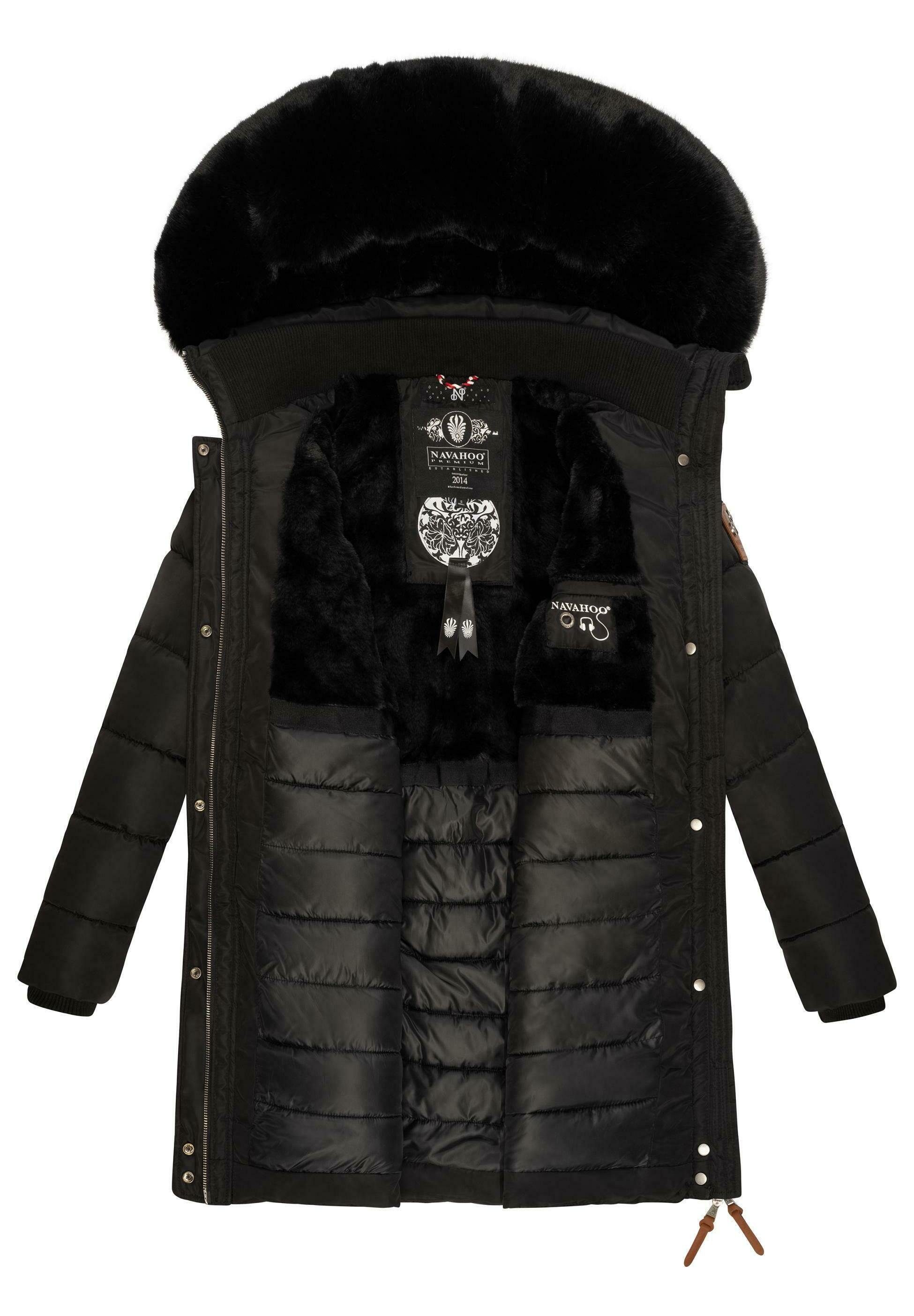 Navahoo Paula - Cappotto invernale - nero con pelliccia nera