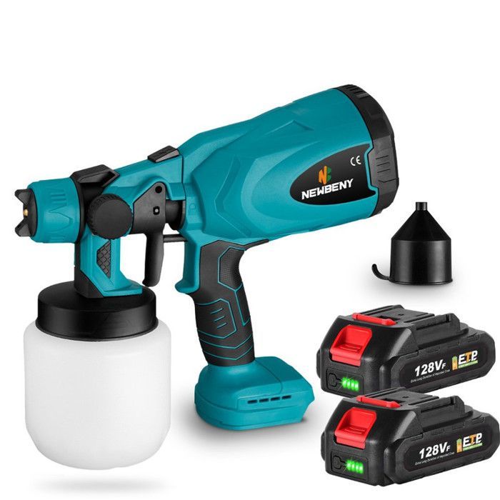 Paint Sprayer - NEWBENY - Cordless Electric 800 ml - 1.8 mm Nozzle - 2 x 1500 mAh