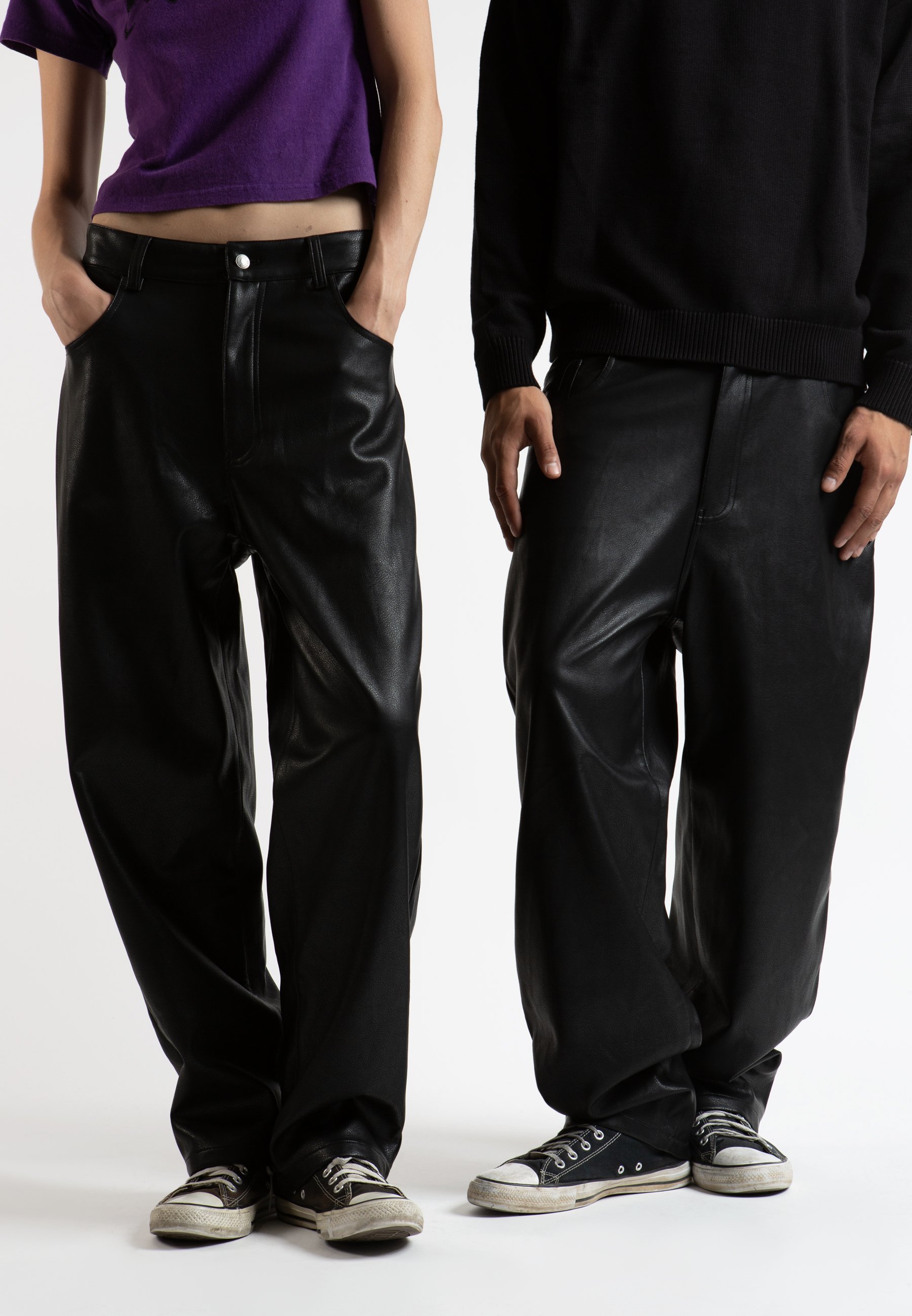 Wasted Paris CASPER PANT UNISEX - Leren broek - zwart