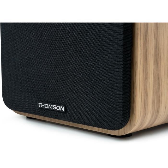 THOMSON WS602DUO - Set di 2 altoparlanti con mobile in legno - 100W - Bluetooth 5.0 - 2 uscite RCA - Legno chiaro