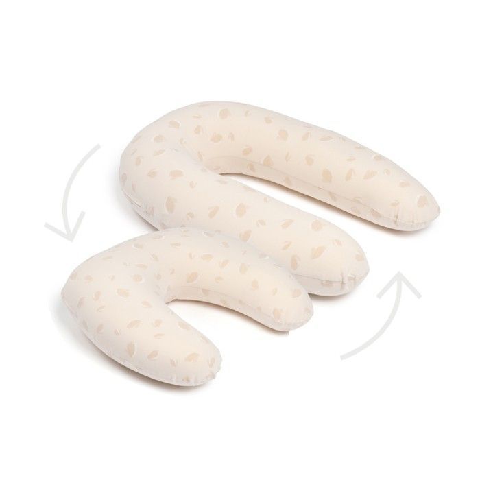 doomoo 2-in-1 Twisty Pregnancy & Nursing Pillow - Ultra Comfort - Ultra-Fine Microbeads - Oeko-TEX and Organic, Petals Latte