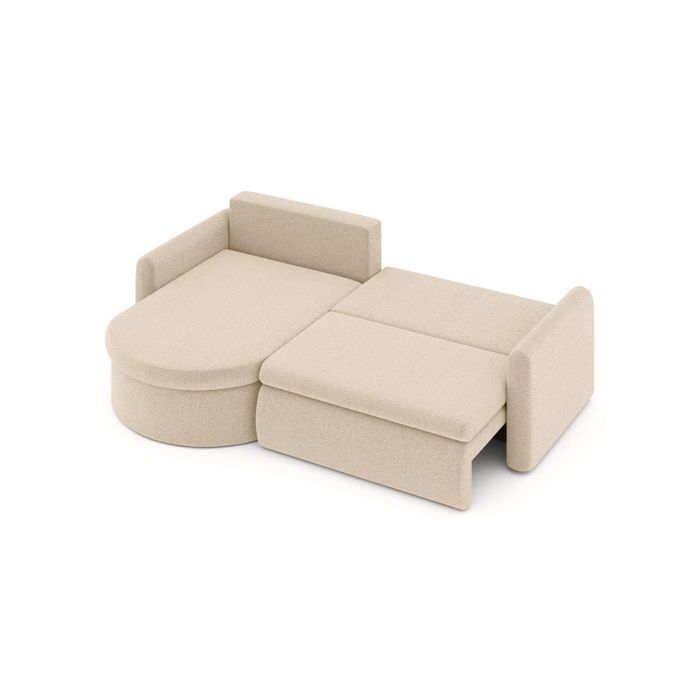 Canapé d'angle reversible convertible 4 places VERA en tissu bouclette - Beige