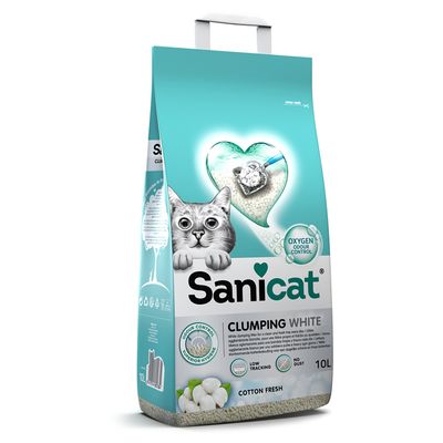 Sanicat Cotton Fresh -paakkuuntuva valkoinen kissanhiekka