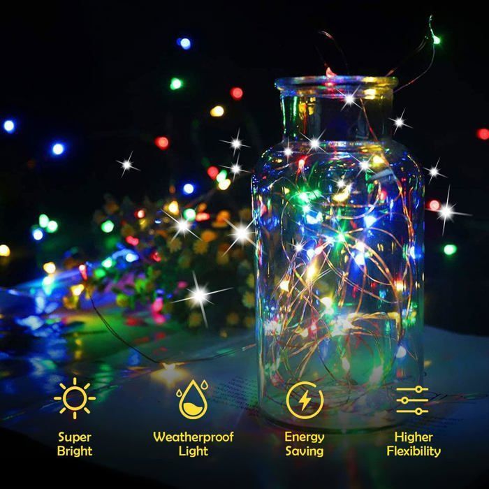Outdoor solar string lights, 32m, 300 LEDs, waterproof, 8 modes, for patio, garden, party, wedding, colorful light